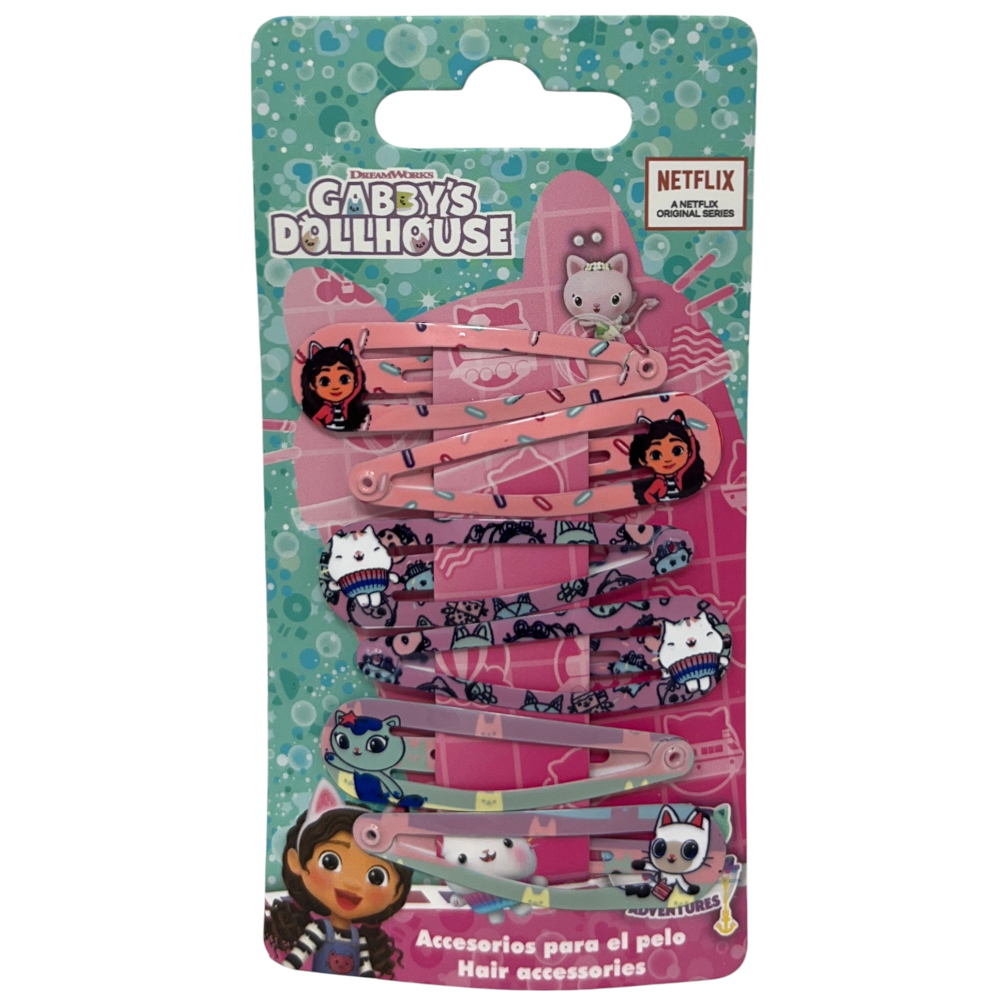 SET MOLLETTE GABBY'S DOLLHOUSE MODELLO CLIC CLAC 6 PEZZI ACCESSORI PER CAPELLI - 3452