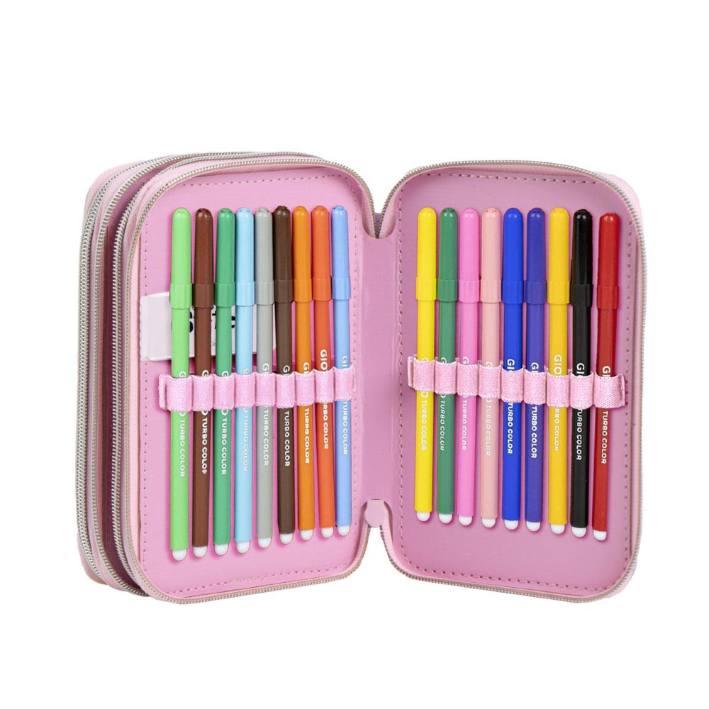ASTUCCIO SCUOLA STITCH DISNEY MULTISCOMPARTO 3 ZIP PORTACOLORI GIOTTO - 1652