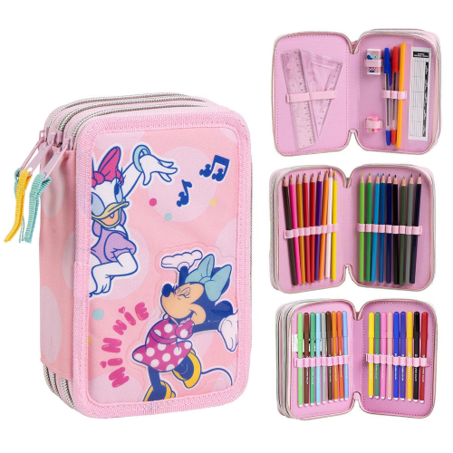 ASTUCCIO SCUOLA MINNIE E PAPERINA DISNEY MULTISCOMPARTO 3 ZIP PORTACOLORI GIOTTO - 1653