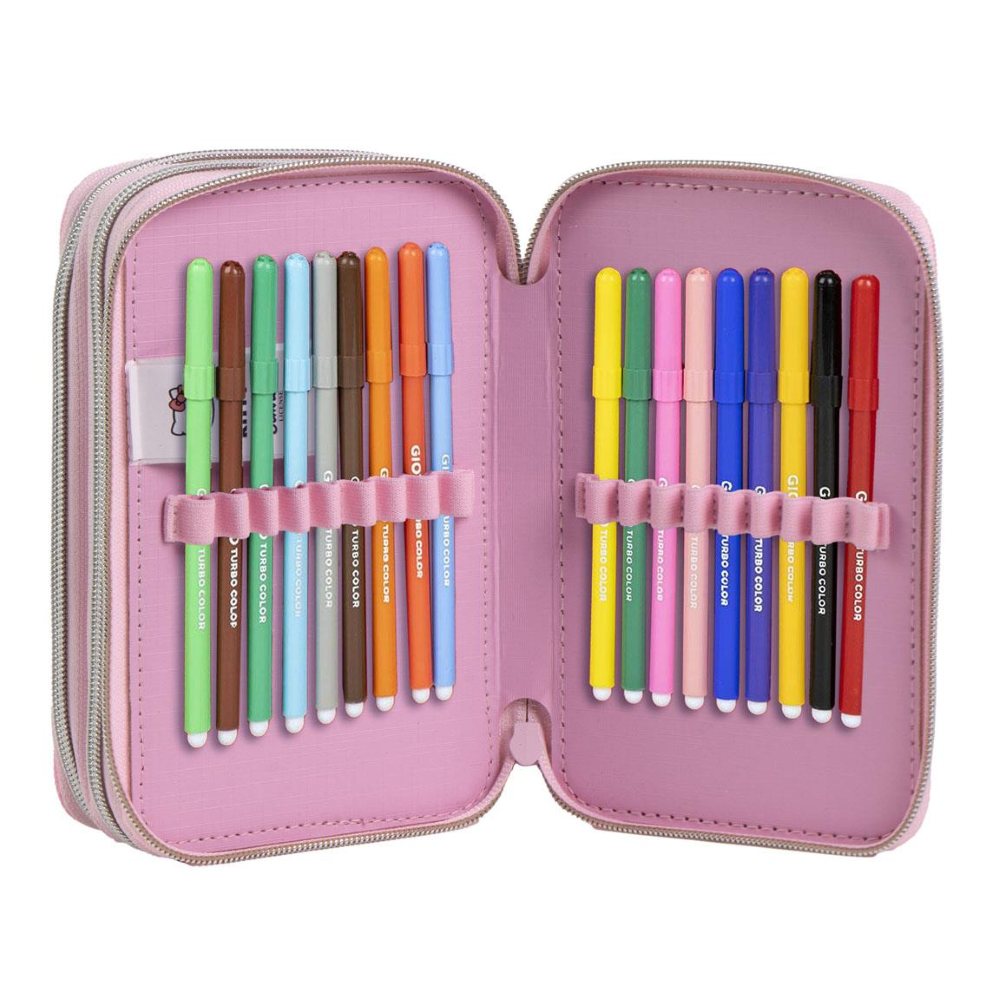 ASTUCCIO SCUOLA HELLO KITTY SANRIO MULTISCOMPARTO 3 ZIP PORTACOLORI GIOTTO - 1654