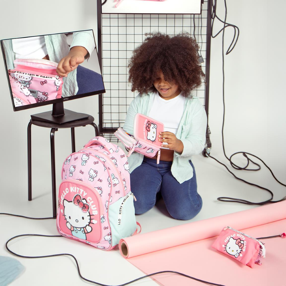 ASTUCCIO SCUOLA HELLO KITTY SANRIO MULTISCOMPARTO 3 ZIP PORTACOLORI GIOTTO - 1654