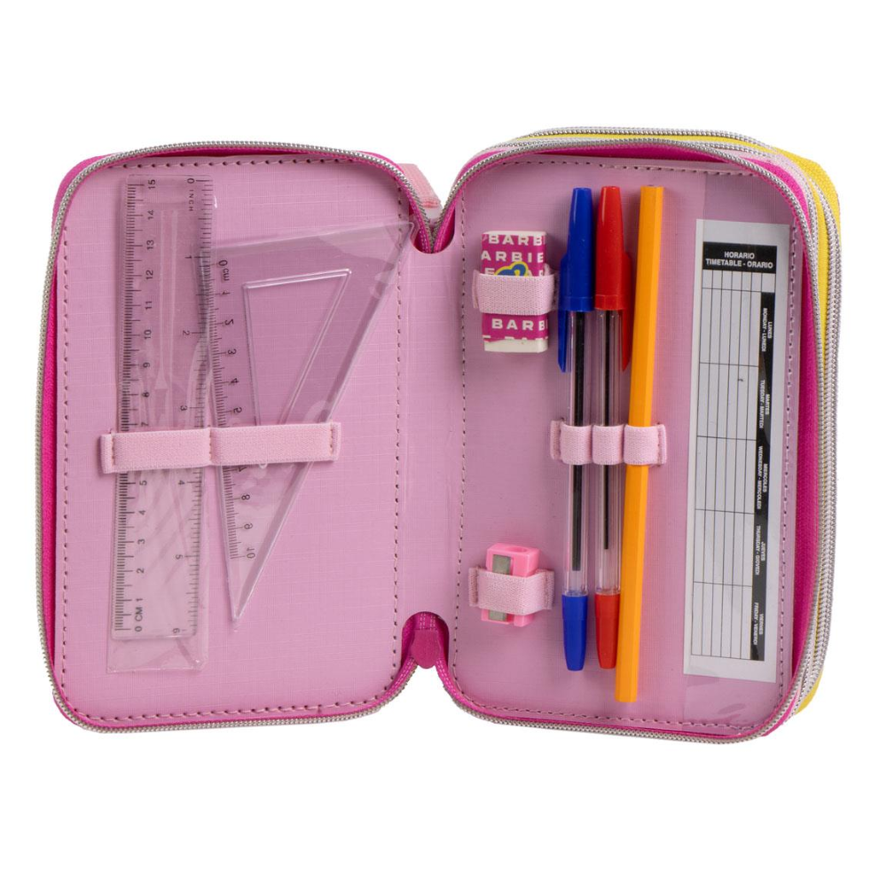 ASTUCCIO SCUOLA BARBIE MATTEL MULTISCOMPARTO 3 ZIP PORTACOLORI GIOTTO - 1655