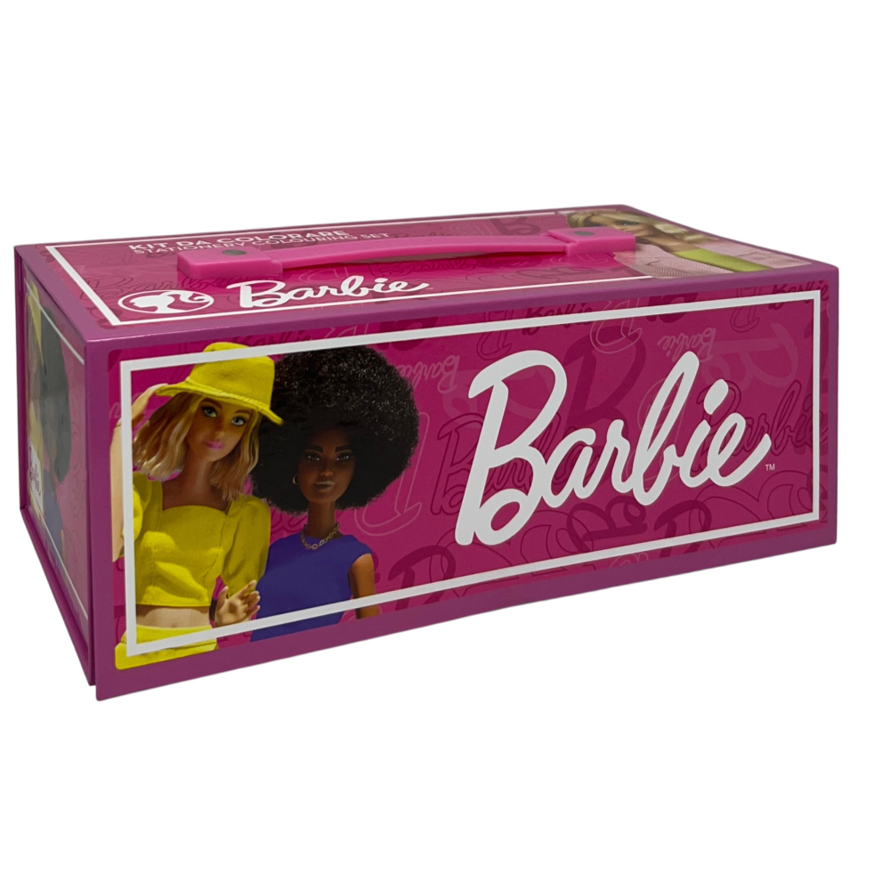COLORI BARBIE MATTEL 52 PEZZI KIT PENNARELLI ACQUERELLI E PASTELLI SCATOLA CON CASSETTI - 2872