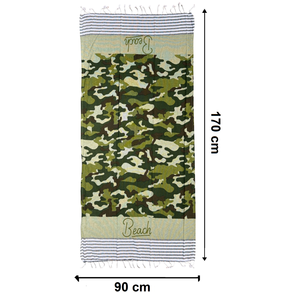 TELO MARE CON FRANGE 190 X 70 CM ASCIUGAMO IN MISTO COTONE ACCESSORIO SPIAGGIA PISCINA