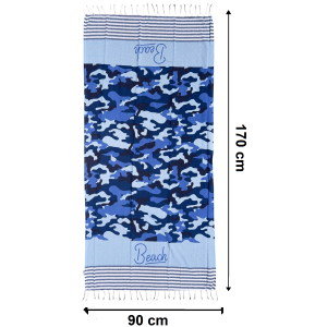 TELO MARE CON FRANGE 190 X 70 CM ASCIUGAMO IN MISTO COTONE ACCESSORIO SPIAGGIA PISCINA