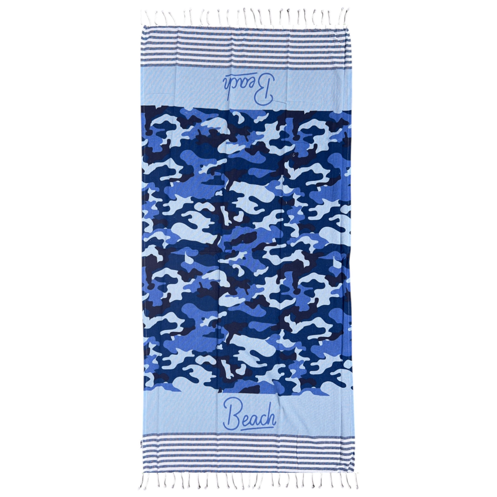 TELO MARE CON FRANGE 190 X 70 CM ASCIUGAMO IN MISTO COTONE ACCESSORIO SPIAGGIA PISCINA