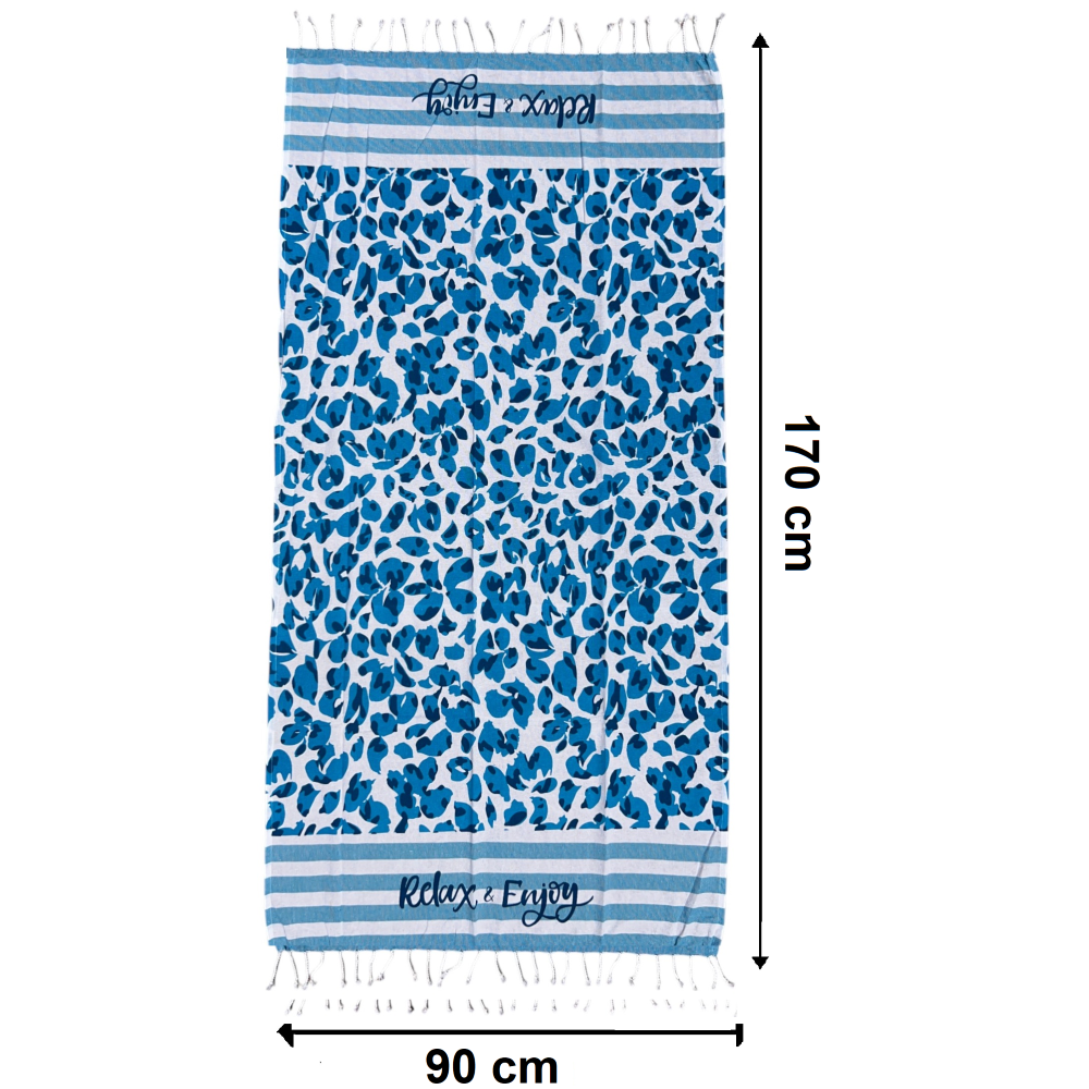 TELO MARE CON FRANGE 190 X 70 CM ASCIUGAMO IN MISTO COTONE ACCESSORIO SPIAGGIA PISCINA