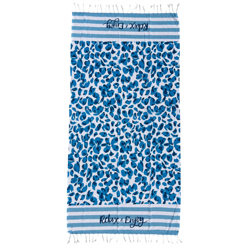 TELO MARE CON FRANGE 190 X 70 CM ASCIUGAMO IN MISTO COTONE ACCESSORIO SPIAGGIA PISCINA