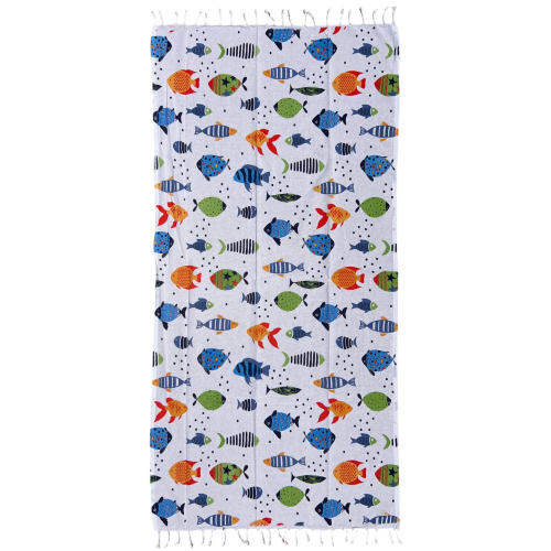 TELO MARE CON FRANGE 190 X 70 CM ASCIUGAMO IN MISTO COTONE ACCESSORIO SPIAGGIA PISCINA