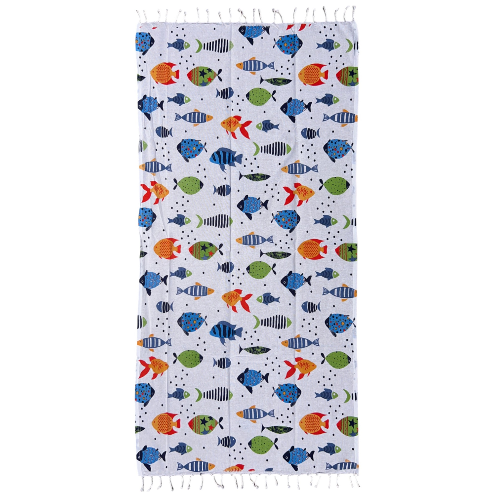 TELO MARE CON FRANGE 190 X 70 CM ASCIUGAMO IN MISTO COTONE ACCESSORIO SPIAGGIA PISCINA