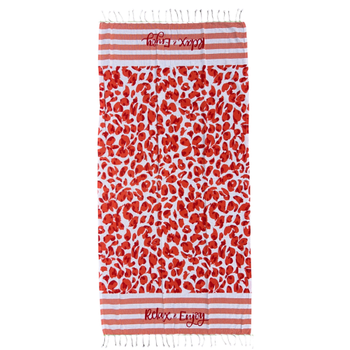 TELO MARE CON FRANGE 190 X 70 CM ASCIUGAMO IN MISTO COTONE ACCESSORIO SPIAGGIA PISCINA