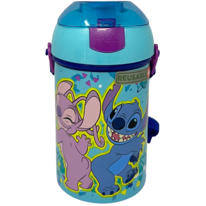 BORRACCIA POP-UP STITCH E ANGEL DISNEY BOTTIGLIA IN PLASTICA RIUTILIZZABILE CON TRACOLLA 450 ML - 83218