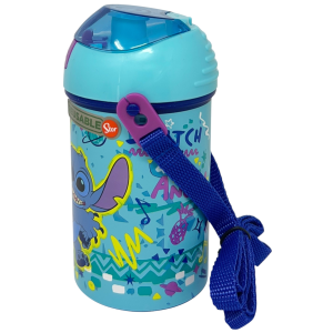 BORRACCIA POP-UP STITCH E ANGEL DISNEY BOTTIGLIA IN PLASTICA RIUTILIZZABILE CON TRACOLLA 450 ML - 83218