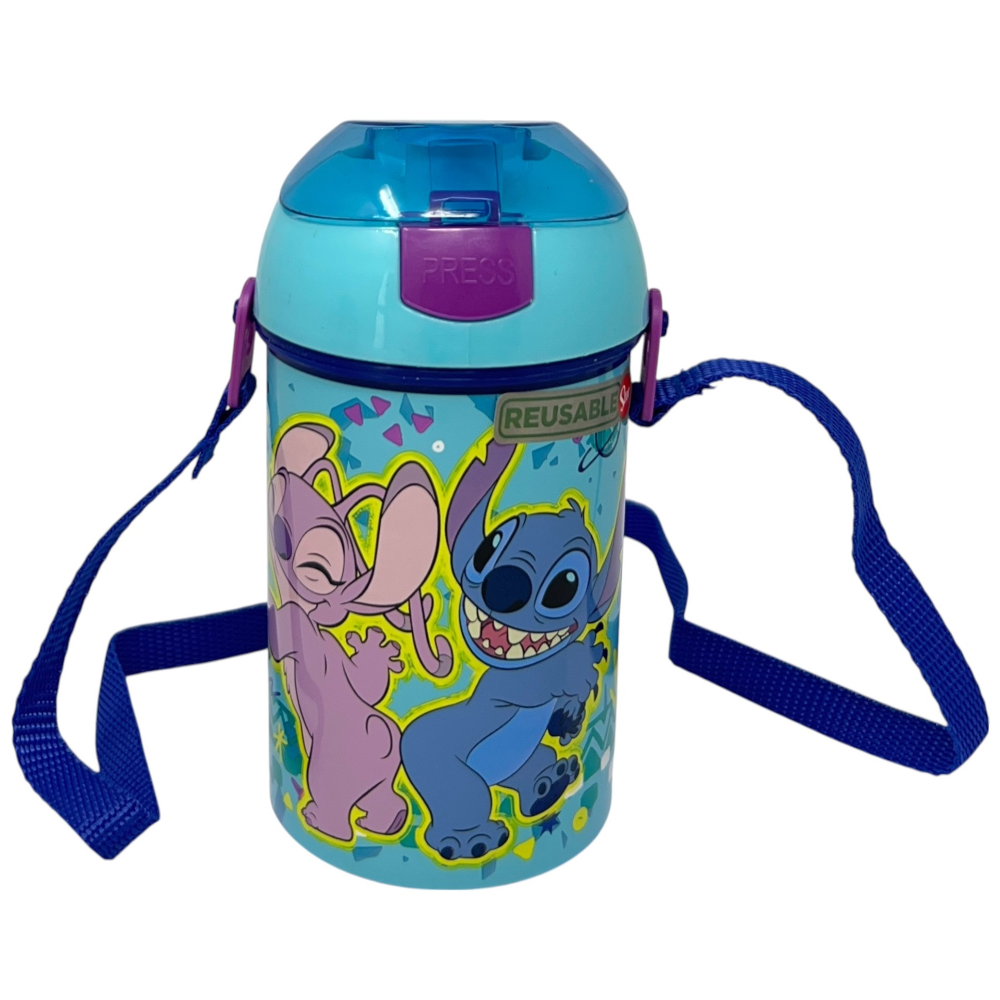 BORRACCIA POP-UP STITCH E ANGEL DISNEY BOTTIGLIA IN PLASTICA RIUTILIZZABILE CON TRACOLLA 450 ML - 83218