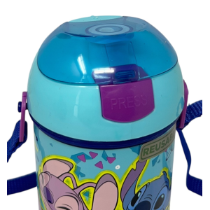 BORRACCIA POP-UP STITCH E ANGEL DISNEY BOTTIGLIA IN PLASTICA RIUTILIZZABILE CON TRACOLLA 450 ML - 83218