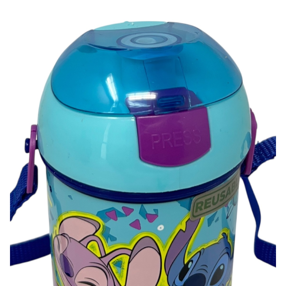 BORRACCIA POP-UP STITCH E ANGEL DISNEY BOTTIGLIA IN PLASTICA RIUTILIZZABILE CON TRACOLLA 450 ML - 83218