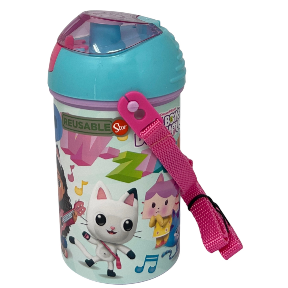 BORRACCIA POP-UP GABBY'S DOLLHOUSE BOTTIGLIA IN PLASTICA RIUTILIZZABILE CON TRACOLLA 450 ML - 83219