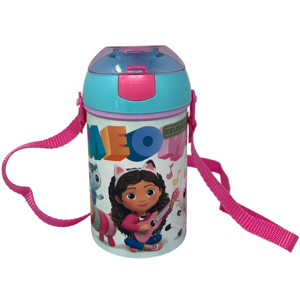 BORRACCIA POP-UP GABBY'S DOLLHOUSE BOTTIGLIA IN PLASTICA RIUTILIZZABILE CON TRACOLLA 450 ML - 83219