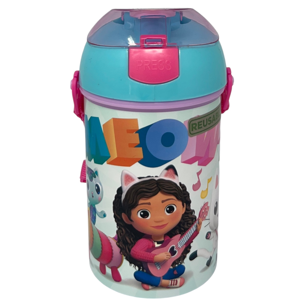 BORRACCIA POP-UP GABBY'S DOLLHOUSE BOTTIGLIA IN PLASTICA RIUTILIZZABILE CON TRACOLLA 450 ML - 83219