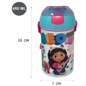 BORRACCIA POP-UP GABBY'S DOLLHOUSE BOTTIGLIA IN PLASTICA RIUTILIZZABILE CON TRACOLLA 450 ML - 83219
