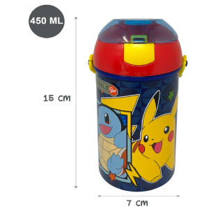 BORRACCIA POP-UP PIKACHU POKÉMON BOTTIGLIA IN PLASTICA RIUTILIZZABILE CON TRACOLLA 450 ML - 83220