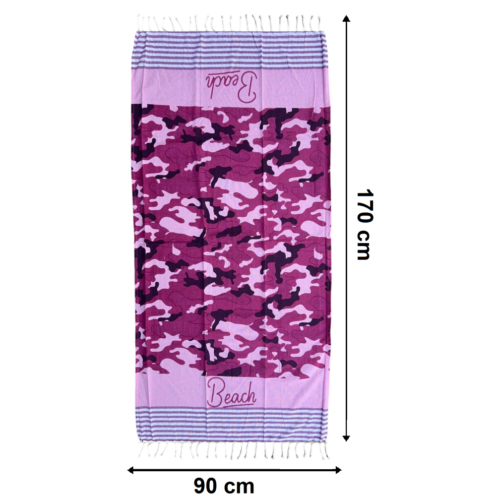 TELO MARE CON FRANGE 190 X 70 CM ASCIUGAMO IN MISTO COTONE ACCESSORIO SPIAGGIA PISCINA