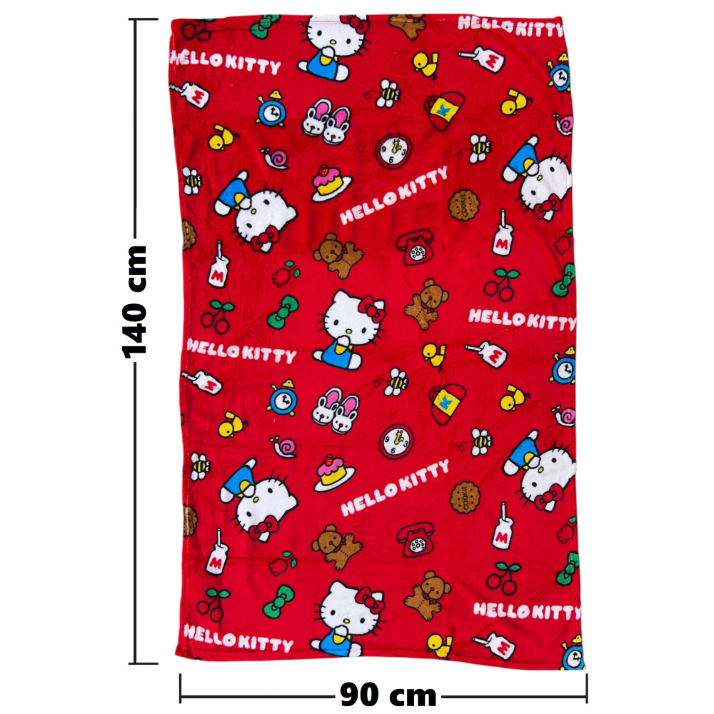 PLAID HELLO KITTY SANRIO IN CORAL FLEECE MORBIDA E CALDA COPERTA 140 X 90 CM - H09882MC
