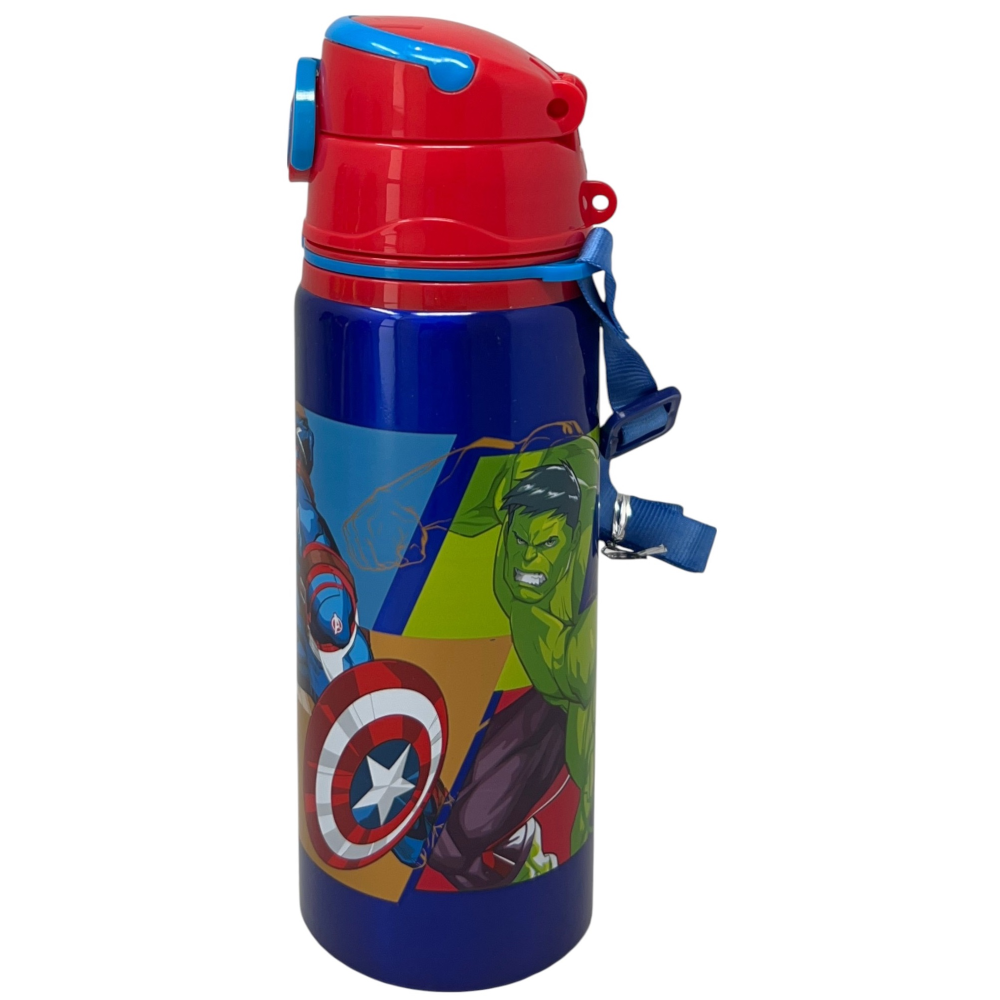 BORRACCIA IN ALLUMINIO AVENGERS MARVEL BOTTIGLIA 730 ML CON APERTURA POP-UP E TRACOLLA - 83188