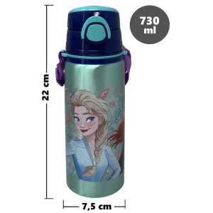 BORRACCIA IN ALLUMINIO FROZEN DISNEY BOTTIGLIA 730 ML CON APERTURA POP-UP E TRACOLLA - 83190