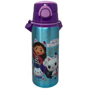 BORRACCIA IN ALLUMINIO GABBY'S DOLLHOUSE BOTTIGLIA 730 ML CON APERTURA POP-UP E TRACOLLA - 83191