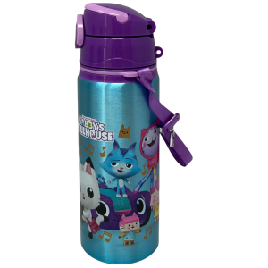 BORRACCIA IN ALLUMINIO GABBY'S DOLLHOUSE BOTTIGLIA 730 ML CON APERTURA POP-UP E TRACOLLA - 83191