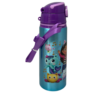BORRACCIA IN ALLUMINIO GABBY'S DOLLHOUSE BOTTIGLIA 730 ML CON APERTURA POP-UP E TRACOLLA - 83191