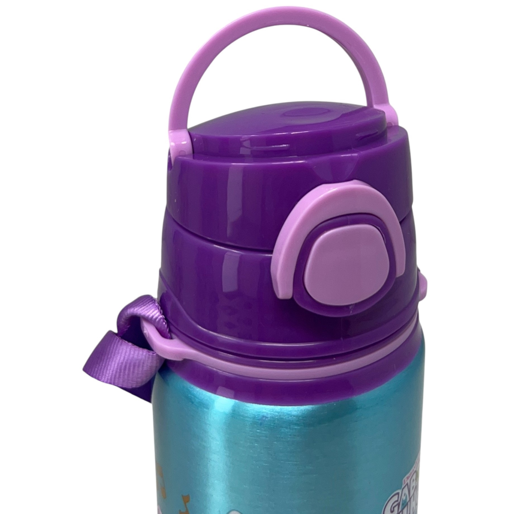BORRACCIA IN ALLUMINIO GABBY'S DOLLHOUSE BOTTIGLIA 730 ML CON APERTURA POP-UP E TRACOLLA - 83191