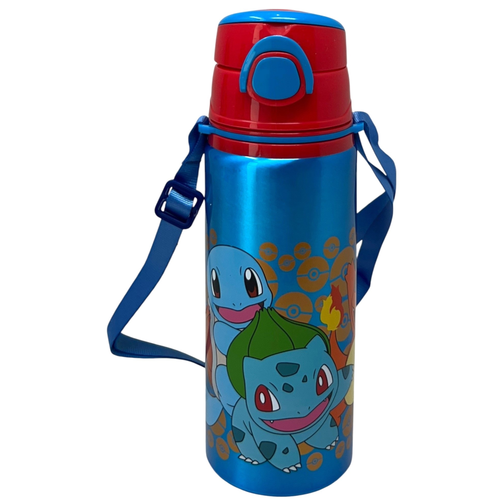 BORRACCIA IN ALLUMINIO PIKACHU POKÉMON BOTTIGLIA 730 ML CON APERTURA POP-UP E TRACOLLA - 83194
