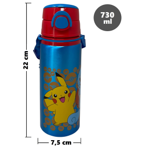 BORRACCIA IN ALLUMINIO PIKACHU POKÉMON BOTTIGLIA 730 ML CON APERTURA POP-UP E TRACOLLA - 83194
