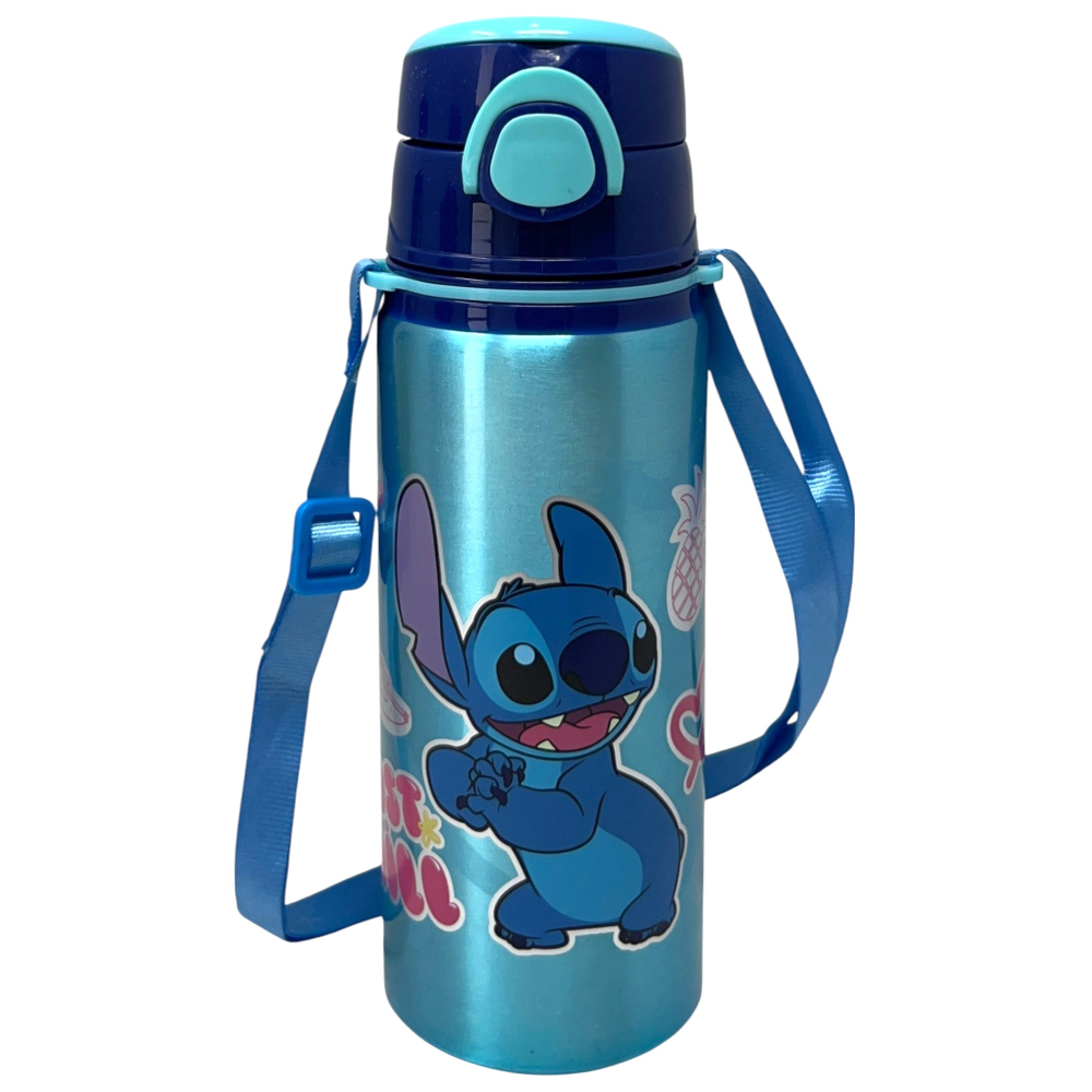 BORRACCIA IN ALLUMINIO STITCH DISNEY BOTTIGLIA 730 ML CON APERTURA POP-UP E TRACOLLA - 83198