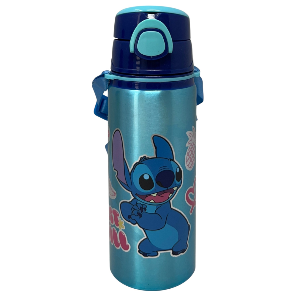 BORRACCIA IN ALLUMINIO STITCH DISNEY BOTTIGLIA 730 ML CON APERTURA POP-UP E TRACOLLA - 83198