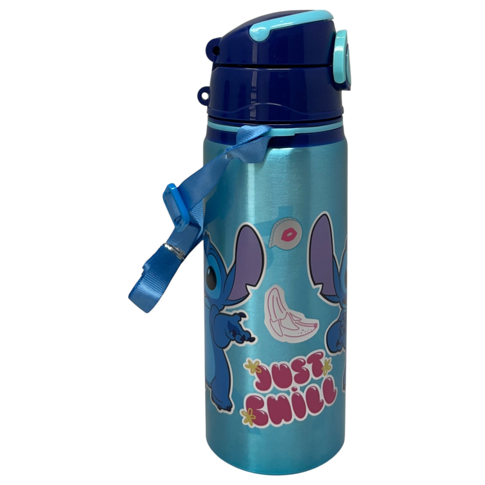 BORRACCIA IN ALLUMINIO STITCH DISNEY BOTTIGLIA 730 ML CON APERTURA POP-UP E TRACOLLA - 83198