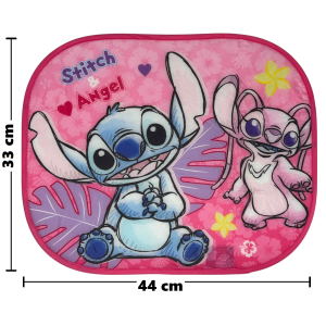 TENDINE PARASOLE LATERALI STITCH E ANGEL DISNEY COPPIA DI TENDINE PER AUTO 44 X 33 CM PROTEZIONE RAGGI UV - 000564699