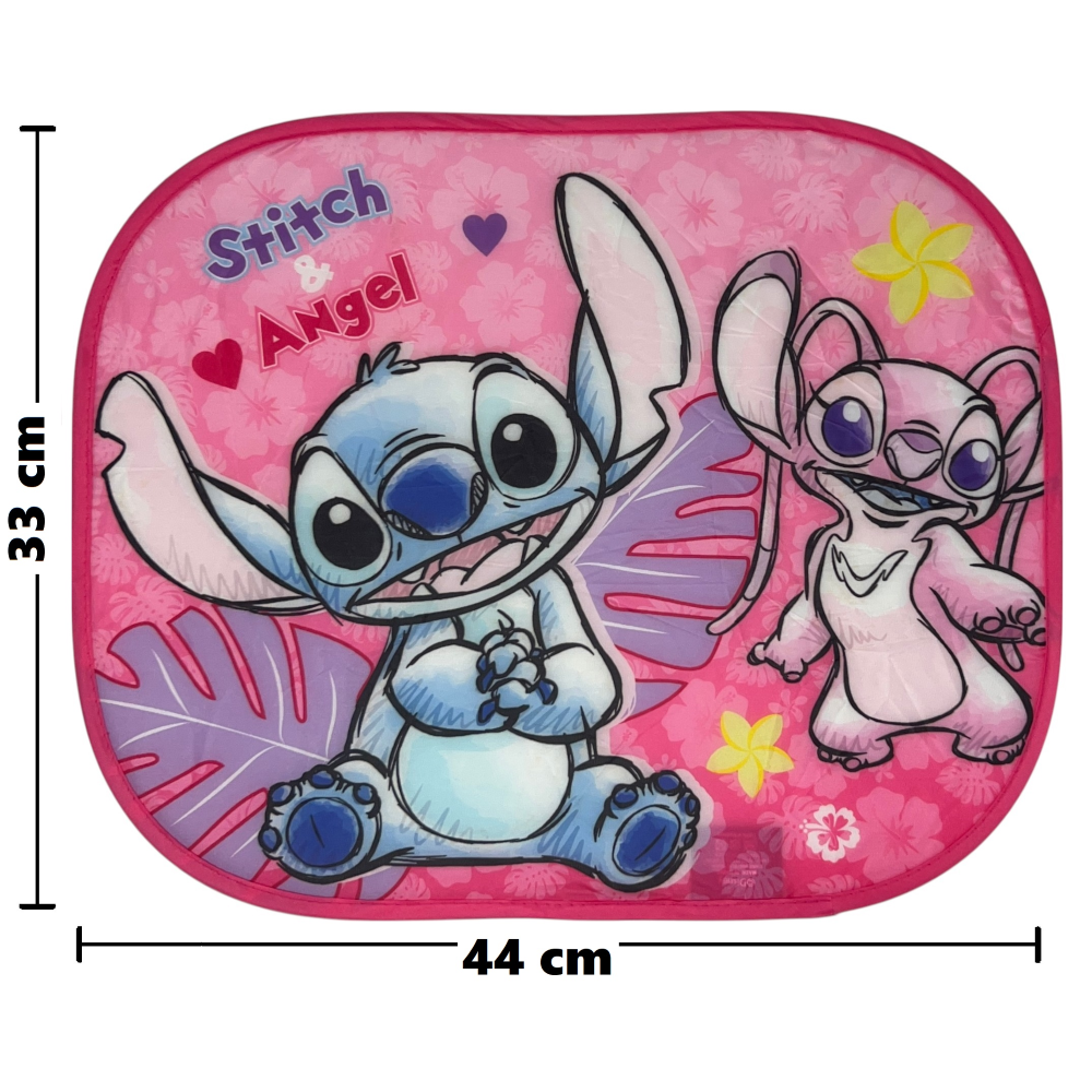 TENDINE PARASOLE LATERALI STITCH E ANGEL DISNEY COPPIA DI TENDINE PER AUTO 44 X 33 CM PROTEZIONE RAGGI UV - 000564699