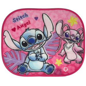 TENDINE PARASOLE LATERALI STITCH E ANGEL DISNEY COPPIA DI TENDINE PER AUTO 44 X 33 CM PROTEZIONE RAGGI UV - 000564699