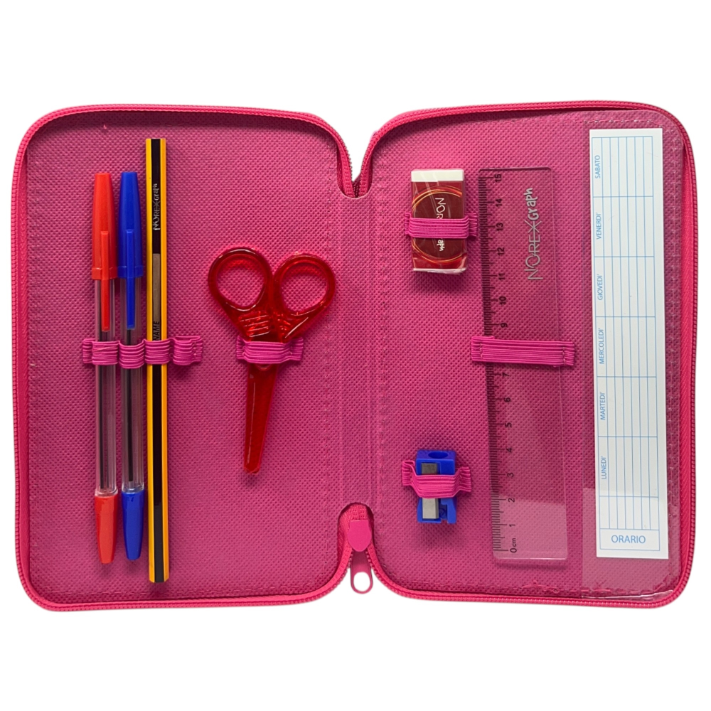 ASTUCCIO 3 ZIP SCUOLA BARBIE MATTEL MULTISCOMPARTO PORTACOLORI GIOTTO - 1004E4224