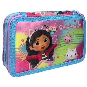 ASTUCCIO 3 ZIP SCUOLA GABBY'S DOLLHOUSE MULTISCOMPARTO PORTACOLORI GIOTTO - 1004E4229