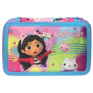 ASTUCCIO 3 ZIP SCUOLA GABBY'S DOLLHOUSE MULTISCOMPARTO PORTACOLORI GIOTTO - 1004E4229