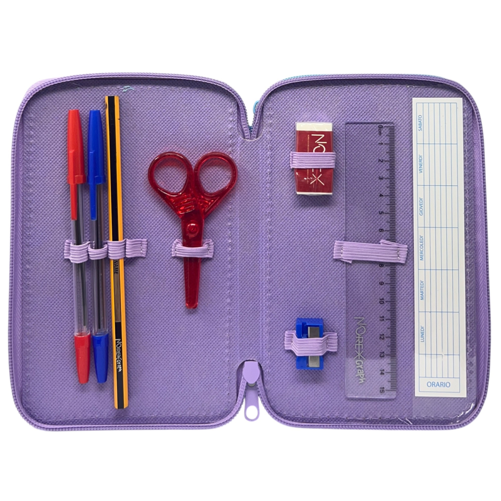 ASTUCCIO 3 ZIP SCUOLA GABBY'S DOLLHOUSE MULTISCOMPARTO PORTACOLORI GIOTTO - 1004E4229