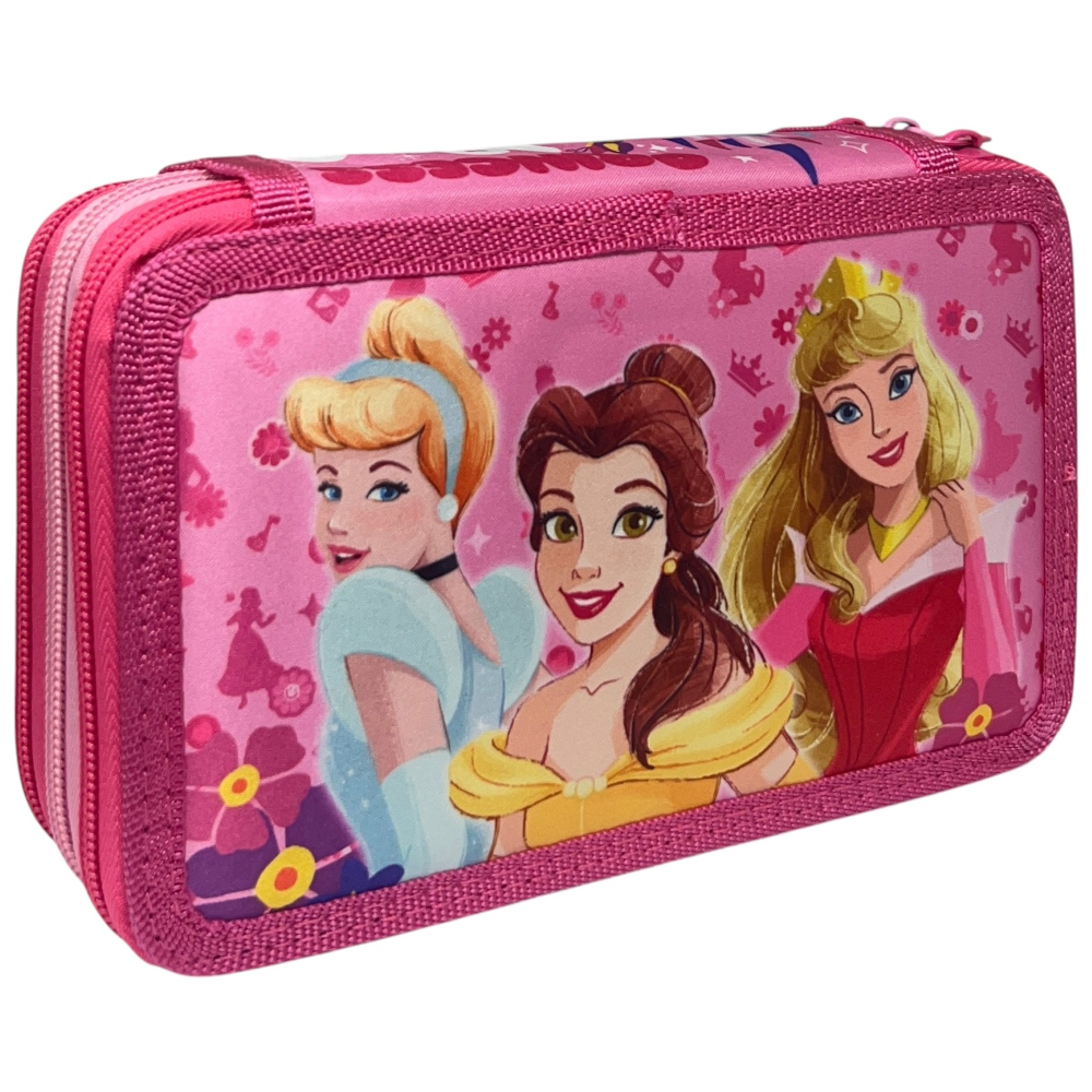 ASTUCCIO 3 ZIP SCUOLA PRINCIPESSE DISNEY MULTISCOMPARTO PORTACOLORI GIOTTO - 564799