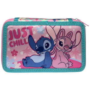 ASTUCCIO 3 ZIP SCUOLA STITCH E ANGEL DISNEY MULTISCOMPARTO PORTACOLORI GIOTTO - 564801