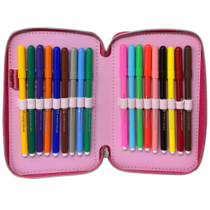 ASTUCCIO SCUOLA PRINCIPESSE DISNEY MULTISCOMPARTO 3 ZIP PAILLETTES REVERSIBILI PENNARELI GIOTTO - PR1225