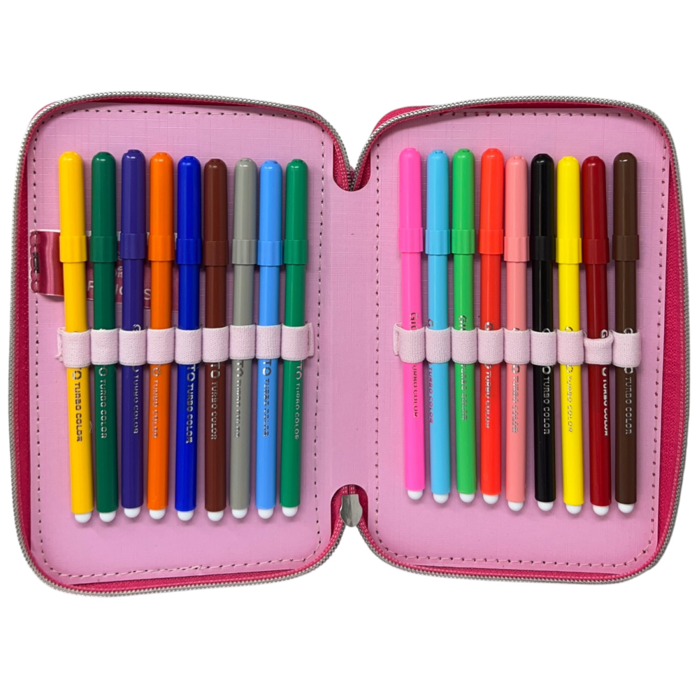 ASTUCCIO SCUOLA PRINCIPESSE DISNEY MULTISCOMPARTO 3 ZIP PAILLETTES REVERSIBILI PENNARELI GIOTTO - PR1225
