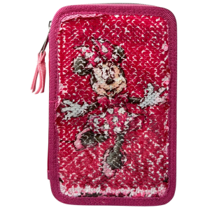 ASTUCCIO SCUOLA MINNIE DISNEY MULTISCOMPARTO 3 ZIP PAILLETTES REVERSIBILI PENNARELI GIOTTO - MIN1225